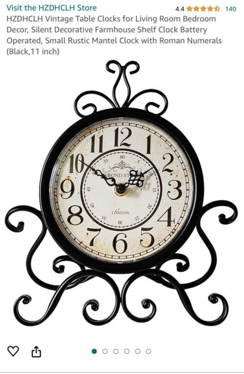 HZDHCLH Vintage Table Clocks for Living Room Bedroom Office Shelf Black