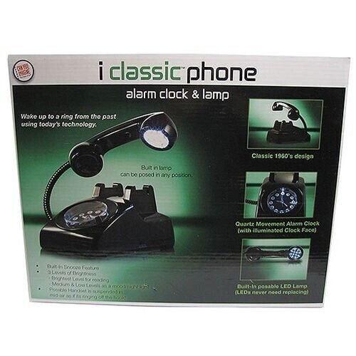 i Classic Phone Alarm Clock & Lamp - Retro Style Battery Operated NEW