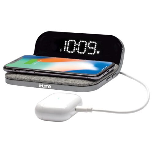 iHome 15W Wireless Charger with Alarm Clock and USB-A Port. Model Number IW1...