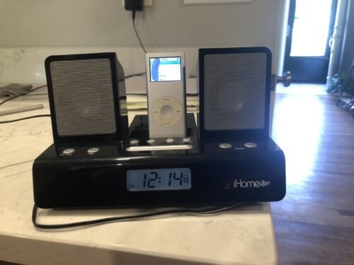 iHome2go Model iH26B Portable Alarm Clock iPod Dock/Player With Cord-Works.