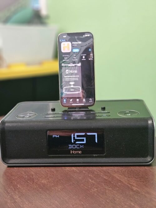 iHome Black & Gray iDL43 Dual Charging FM Clock Radio W/Lightning Dock NO PHONE
