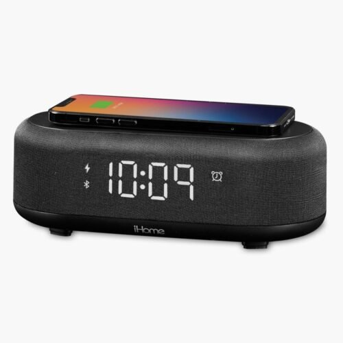 iHome Bluetooth Alarm Clock with Wireless Charger & USB Charging Station iBTW112