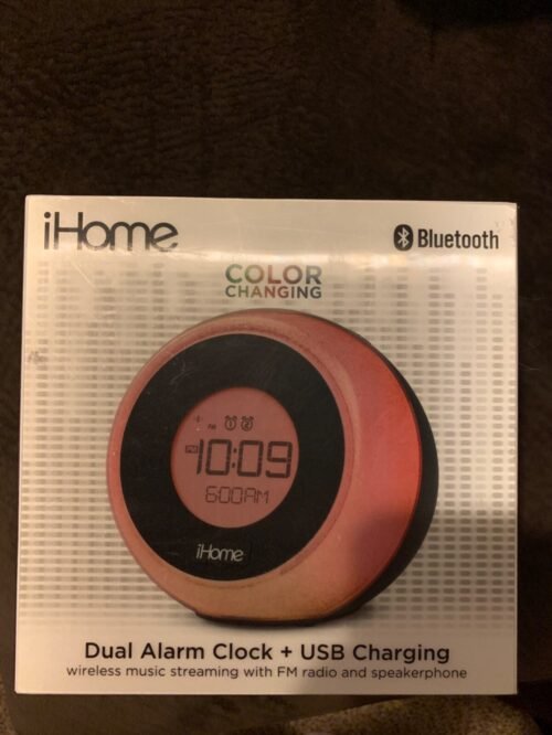 iHome Color Changing Dual Alarm Clock USB Charging FM Bluetooth NEW Sealed