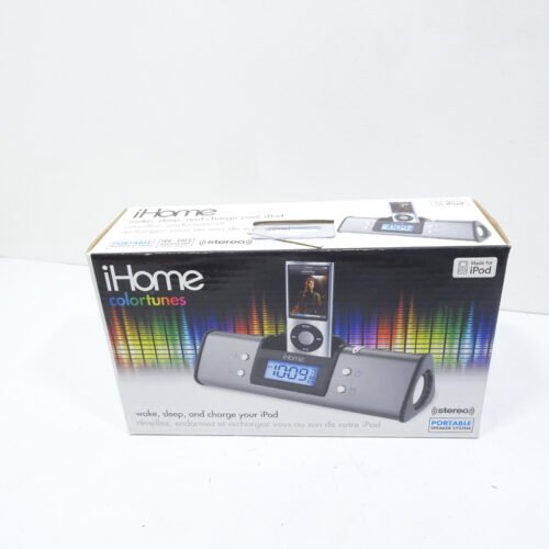 iHome ColorTunes iH16 Portable iPod Docking Station Alarm Clock/Speaker Gunmetal