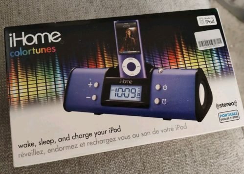 iHome ColorTunes Portable iPod Docking Station Clock Alarm Speaker -purple IH16