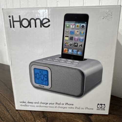iHome Dual Alarm Clock with USB Charging and Built-In Speaker