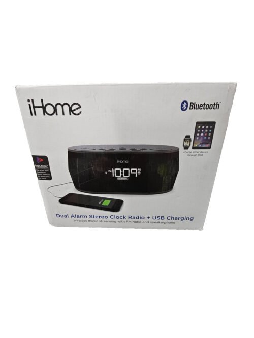 iHOME Dual Alarm Stereo Clock Radio + USB Charging. Bluetooth