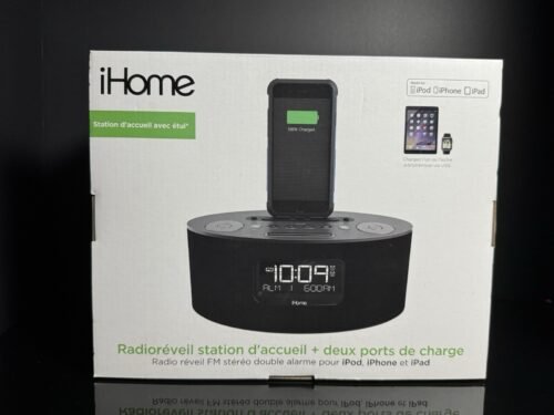 iHome Dual Charging Stereo FM Clock Radio for iPod iPhone iPad