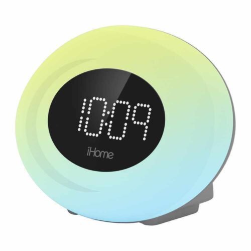 iHome FM Color Changing Alarm Clock Radio with USB Port Silver Speakers (iM30SC)