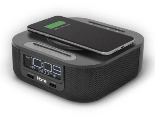 Ihome Hw5B Bluetooth Clock With Qi Charging, Dual Usb And Single Day Alarm