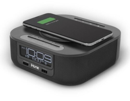 Ihome Hw5B Bluetooth Clock With Qi Charging, Dual Usb And Single Day Alarm