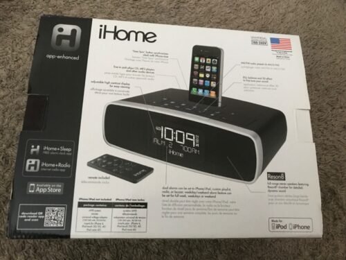 iHome iA90 AM/FM Dual Alarm Clock Radio Docking Station for iPod Black - Works!