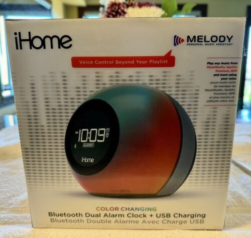 iHome iBT29 Bluetooth Color Changing Dual Alarm Clock FM Radio USB Charging