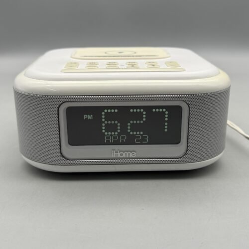 iHome iBTW23 Bluetooth Alarm Clock w/ Wireless Charger - White - TESTED