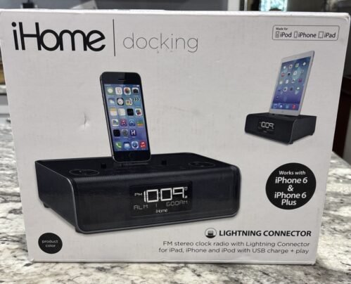iHome IDL43B Clock Radio with Dock Cradle - Black BRAND NEW IN BOX