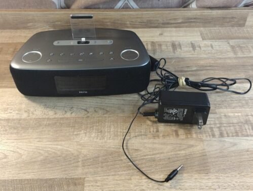 iHome iDL44 FM Clock Radio with Lightning Dock and USB Port Power Cord + Antenna