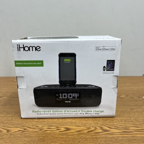 iHome iDL46 FM Stereo Clock Radio Dual Charging iPhone Lightning Dock