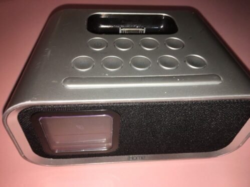 iHome iH22 Silver Dual Alarm Clock For Iphone 4 or Others w Adapter-Rare-SHIP24