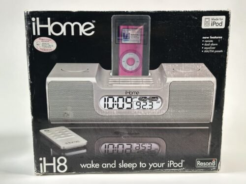 iHome iH8 Docking Station Alarm Clock AM/FM Radio iH8BR Black New