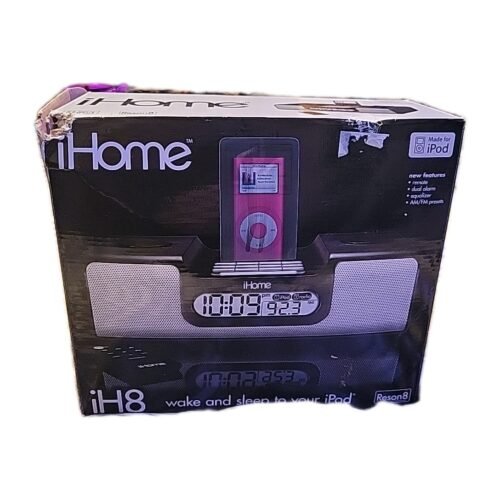 iHome iH8 Docking Station Alarm Clock AM/FM Radio iH8BR Black New