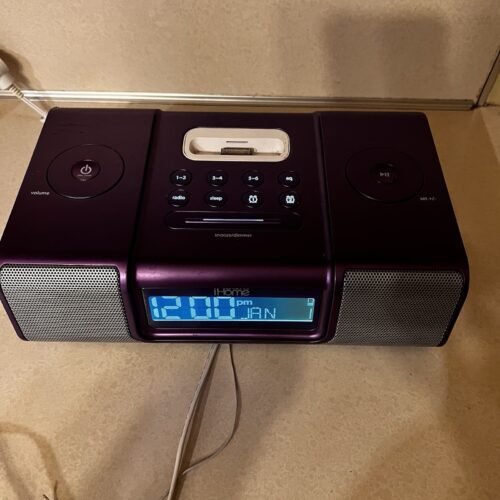 ihome iH9 Purple iPod speaker dock dual alarm clock radio