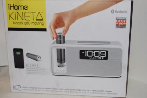 iHome iKN95 KINETA Dual Charging Bluetooth FM Stereo Alarm Clock Radio w/ Speak