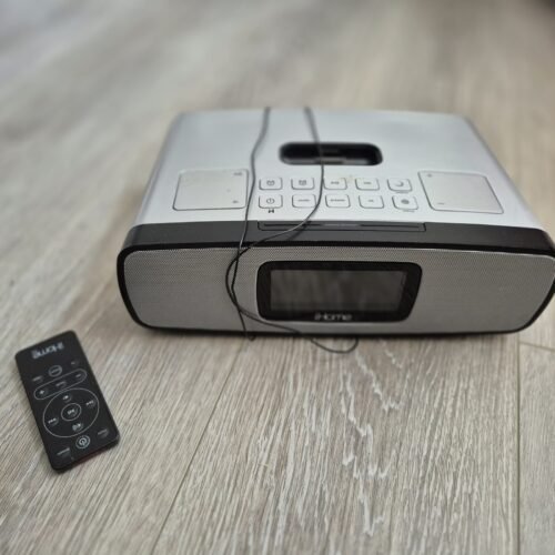 iHome iP90 Silver AM/FM Dual Alarm Clock Radio for iPod+ Remote NO CORD UNTESTED