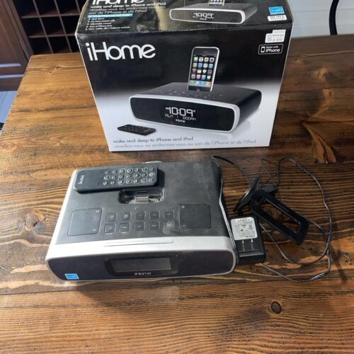 iHome iP92 Black Portable Alarm Clock AM FM Radio In Box Not Tested