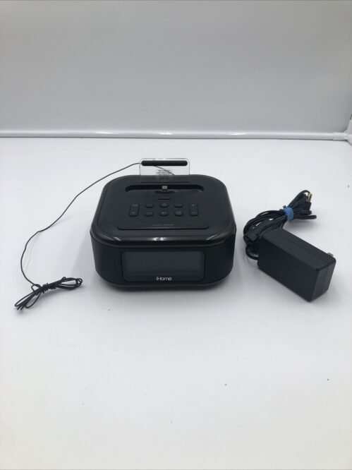 iHome iPL23 Alarm Clock Radio Black w/ Lightning iPhone Dock & Power Cable