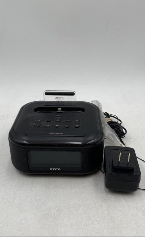 iHome iPL23 Black Digital Stereo FM Clock Radio With iPhone Charging Dock