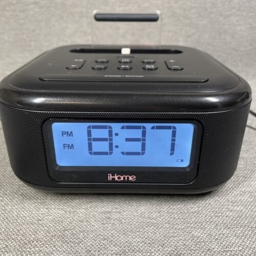 iHome iPL23 Black FM Alarm Clock Radio Stereo Lightning Charger Docking