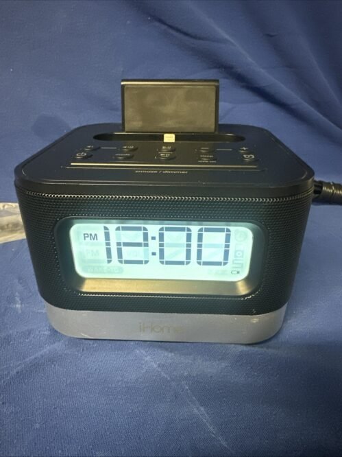 iHome iPL8 Stereo FM Clock Radio with Lightning Dock for iPhone/iPod Black