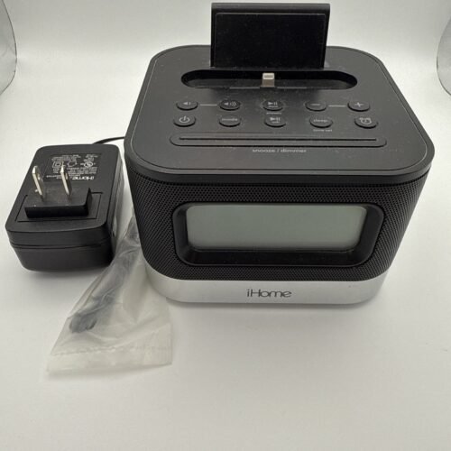 iHome iPL8 Stereo FM Clock Radio with Lightning Dock for iPhone/iPod Black Works