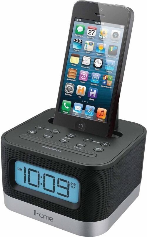 iHome iPL8XHG Dual Alarm FM Clock Radio with Lightning Dock for iPhone with USB