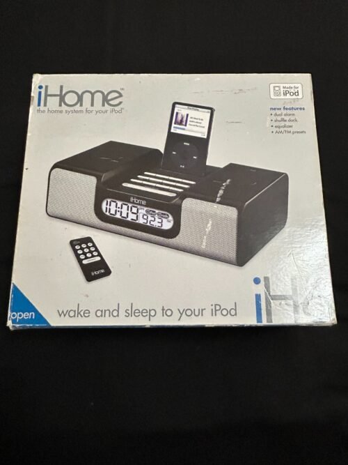 iHome iPod Dock Speaker iH6, AM/FM Dual Alarm Clock Radio In Black W/Out Remote