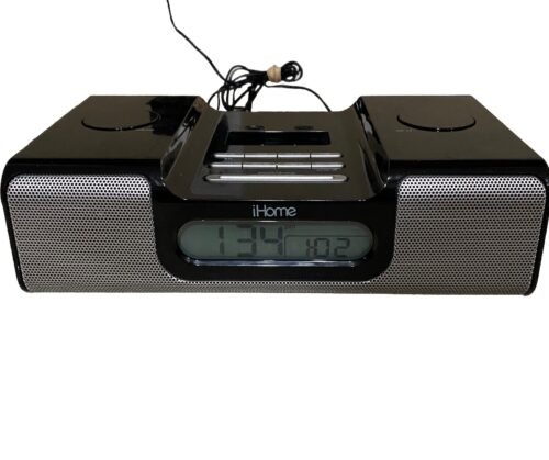 iHome iPod Dock Speaker iH8, AM/FM Dual Alarm Clock Radio In Black W/O Remote