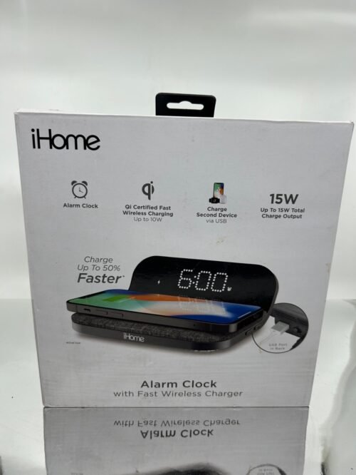 iHome iW18BG Compact Alarm Clock with Qi Wireless Charging NEW