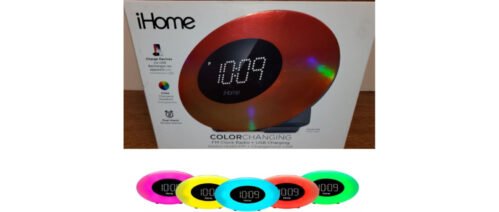 iHome Multi-Color Changing Alarm Clock with FM Radio & USB Charging - iM30SC