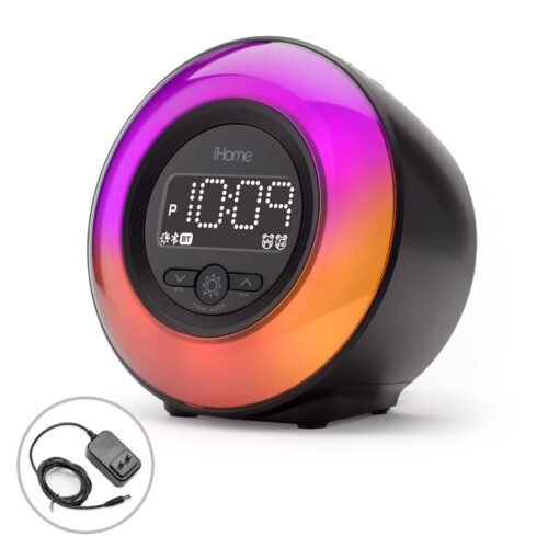 iHome PowerClock Glow Alarm Clock - Bluetooth Color Changing FM Clock Radio w...
