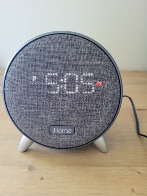 iHome Power Clock Round Gray Bluetooth with 2 USB Charging Ports Model iBT235