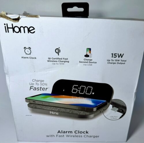 iHome Power Valet Pro 2-in-1 Wireless Charger Alarm Clock iW18 W/Magsafe