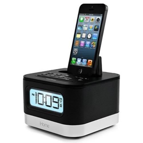 iHome Space Saving Wake Sleep Dock FM Radio Alarm Clock Speaker - IPL8N
