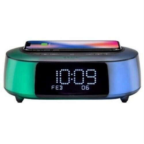 iHome TIMEBOOST GLOW Qi Wireless Fast Charging Color Changing Bluetooth Alarm