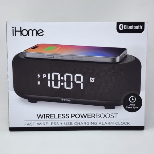 iHome Wireless PowerBoost Bluetooth Alarm Clock with Wireless Charger