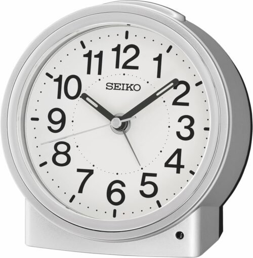 II Non Ticking Bedroom Alarm Clock, Silver
