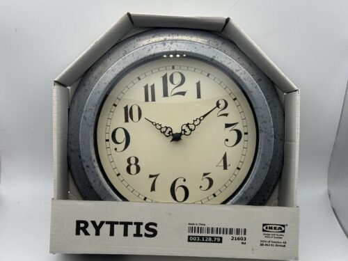 IKEA Farmhouse Wall Clock Brushed Aluminum Frame 6.25" Face Ryttis