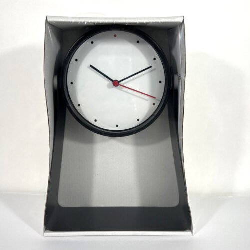 IKEA GNISSLA Table Clock 5" Black 10" Tall Stand Battery Operated New