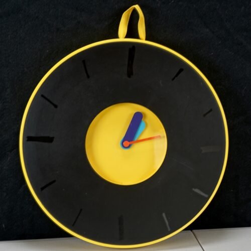 IKEA PLADDRA WALL CLOCK POP ART MEMPHIS STYLE ROUND YELLOW BLACK
