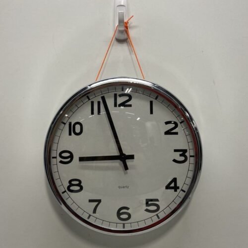 Ikea Silver White Quartz Analog Wall Clock Modern Round Home Decor