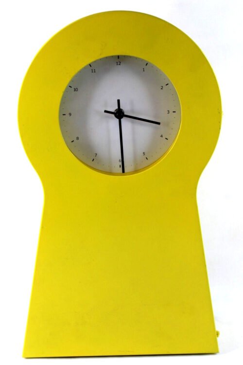 Ikea Yellow Key Hole Clock with Storage Shelves PS 1995 21603 Table/Wall/Desk